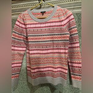Cute Talbot’s Pink and Gray Fair Isle Patterned Women's Sweater